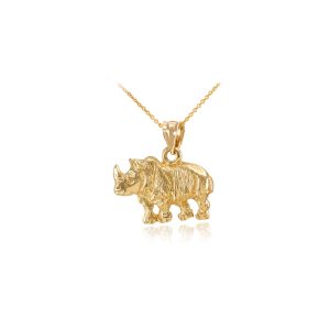 Men's Formidable Rhino Pendant Necklace in 9ct Gold