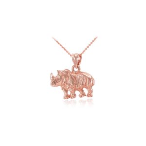 Men's Formidable Rhino Pendant Necklace in 9ct Rose Gold