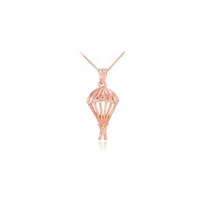 Men's Parachute Skydiving Pendant Necklace in 9ct Rose Gold