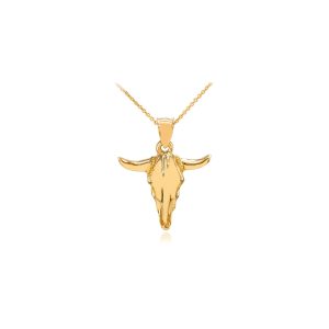 Men's Bull Head Charm Pendant Necklace in 9ct Gold