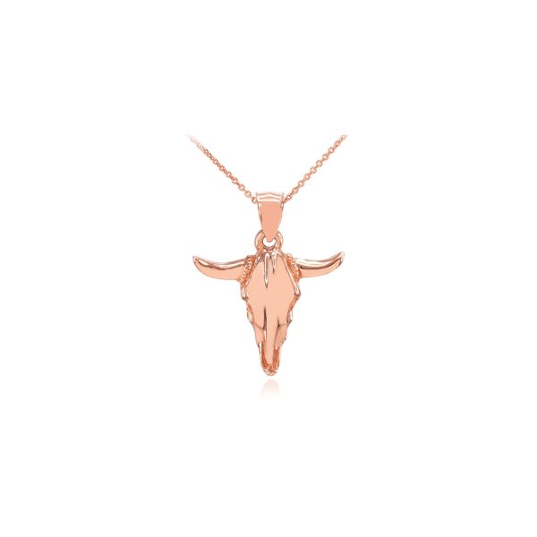 Men's Bull Head Charm Pendant Necklace in 9ct Rose Gold