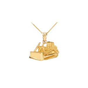 Men's Bulldozer Pendant Necklace in 9ct Gold