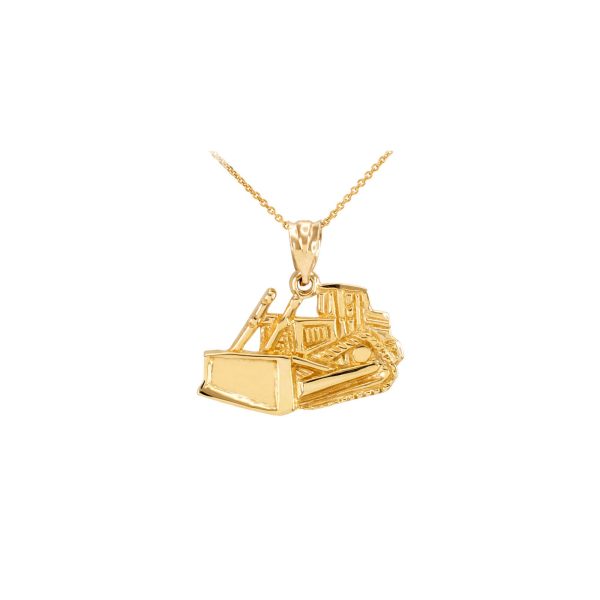 Men's Bulldozer Pendant Necklace in 9ct Gold