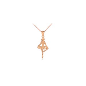 Ballet Charm Pendant Necklace in 9ct Rose Gold