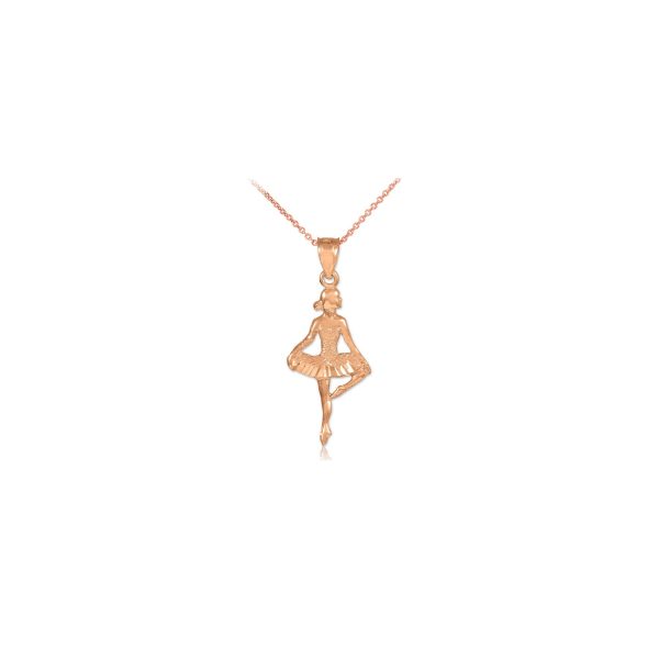 Ballet Charm Pendant Necklace in 9ct Rose Gold