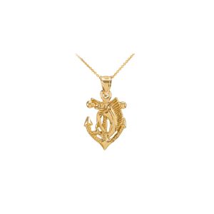 Men's Anchor & Marlin Pendant Necklace in 9ct Gold