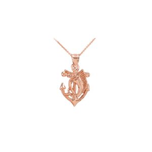 Men's Anchor & Marlin Pendant Necklace in 9ct Rose Gold