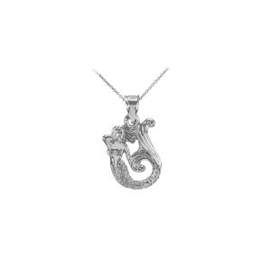 Textured Fairytale Mermaid Pendant Necklace in Sterling Silver