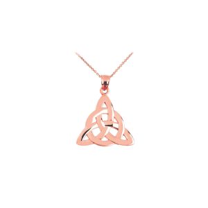 Triquetra Trinity Knot Pendant Necklace in 9ct Rose Gold