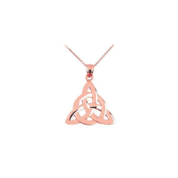 Triquetra Trinity Knot Pendant Necklace in 9ct Rose Gold