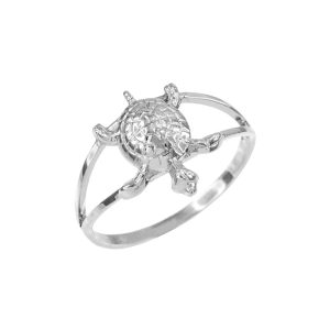 3D Turtle Ring in 9ct White Gold