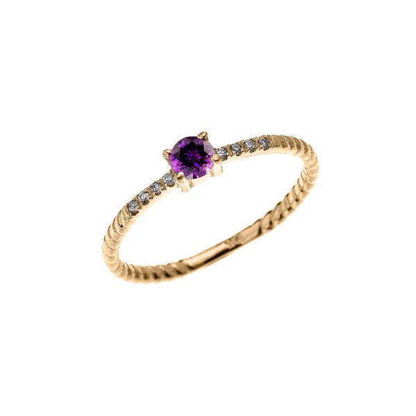 Amethyst & Diamond Simple Gemstone Stackable Ring in 9ct Gold