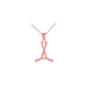 Men's Hockey Pendant Necklace in 9ct Rose Gold