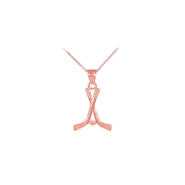 Men's Hockey Pendant Necklace in 9ct Rose Gold