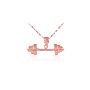 Men's Sleek Dumbbell Pendant Necklace in 9ct Rose Gold