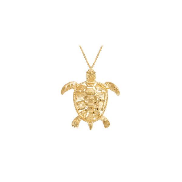 Textured Turtle Pendant Necklace in 9ct Gold