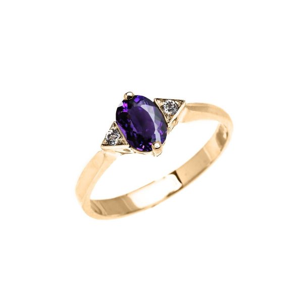 Amethyst & White Topaz Framed Gemstone Ring in 9ct Gold