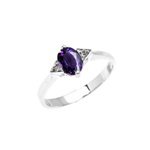 Amethyst & White Topaz Framed Gemstone Ring in 9ct White Gold