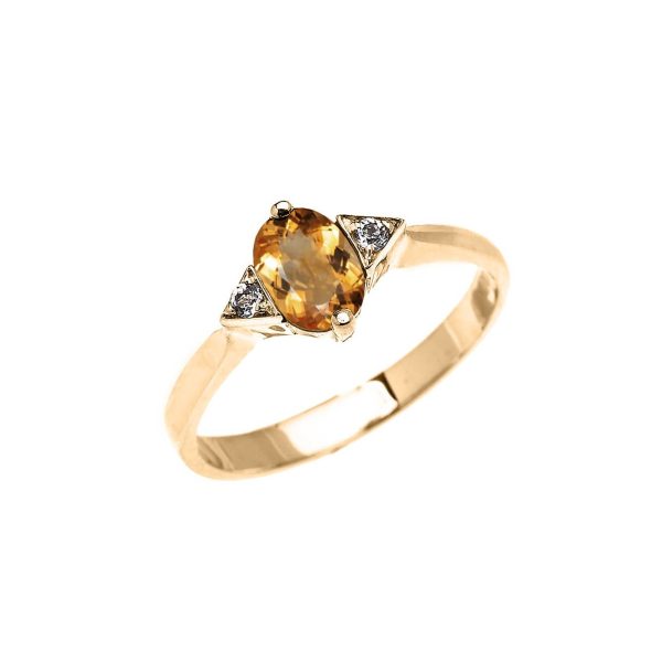 Citrine & White Topaz Framed Gemstone Ring in 9ct Gold