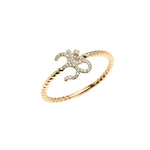 Diamond Embellished Ohm Rope Ring in 9ct Gold