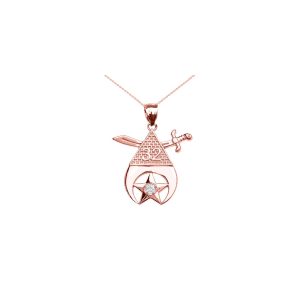 Men's Diamond Masonic Shriners Charm Pendant Necklace in 9ct Rose Gold