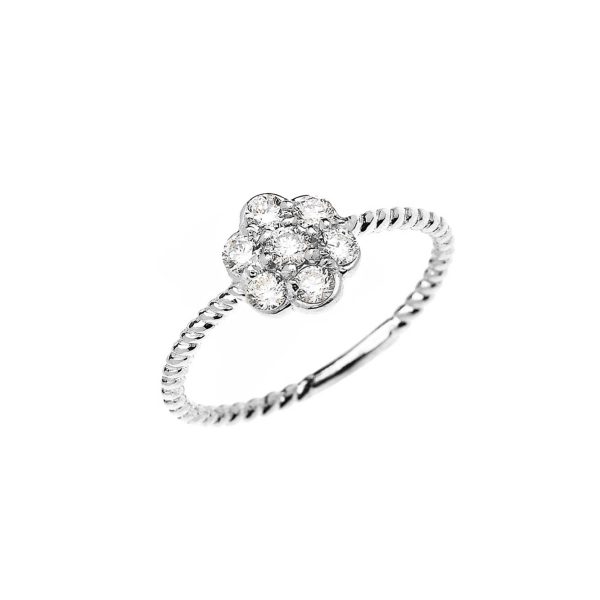 Diamond Floral Cluster Rope Ring, 0.4 ct in 9ct White Gold