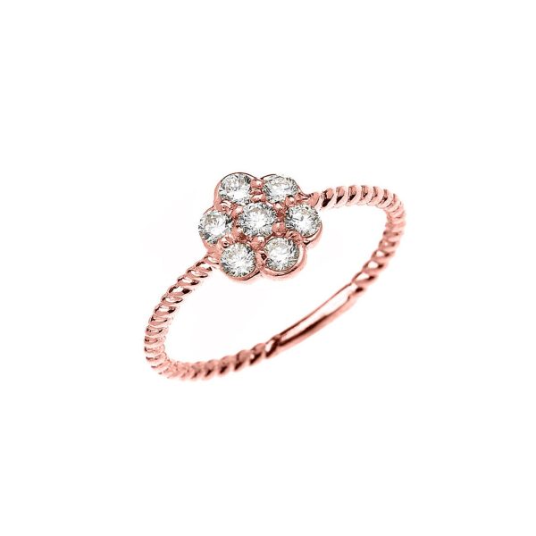 Diamond Floral Cluster Rope Ring, 0.4 ct in 9ct Rose Gold