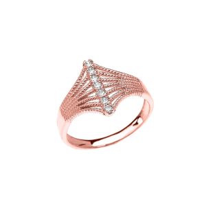 Diamond Modern 7 Stone Twisted Rope Ring in 9ct Rose Gold