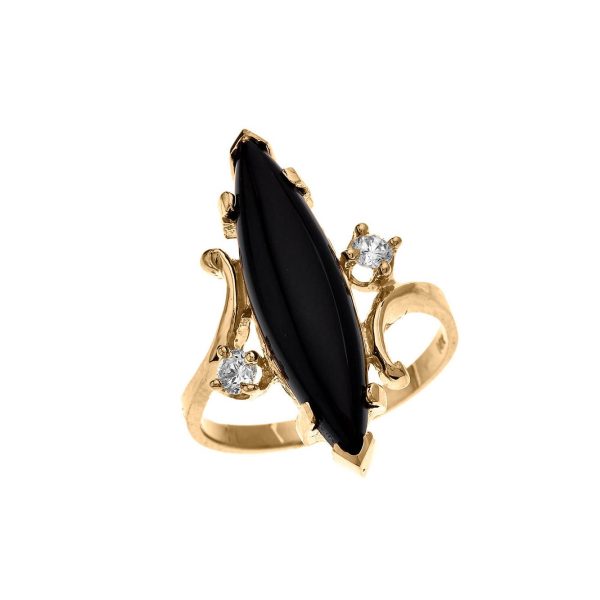 Black Onyx & CZ Spellbound Ring in 9ct Gold