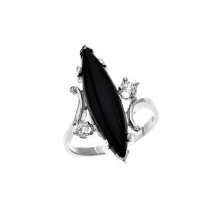 Black Onyx & CZ Spellbound Ring in 9ct White Gold