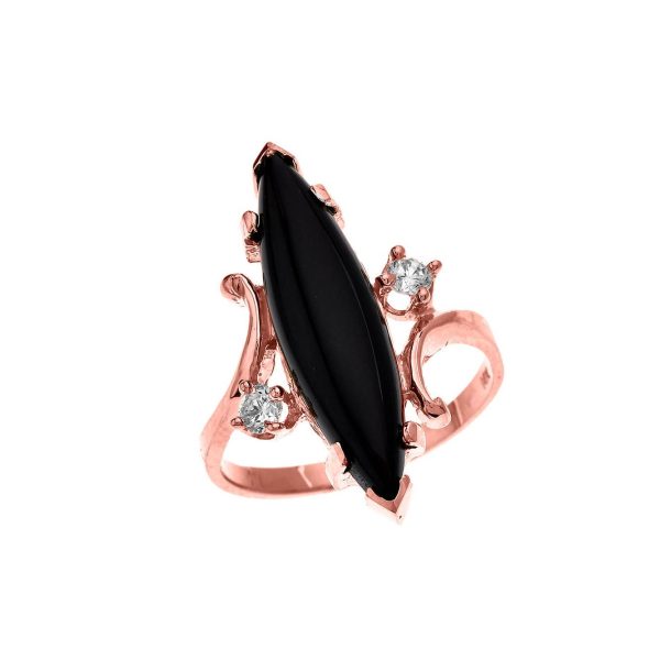 Black Onyx & CZ Spellbound Ring in 9ct Rose Gold