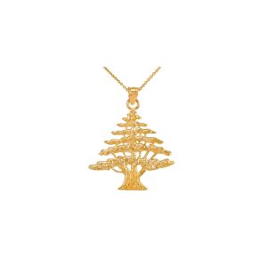 Cedar Tree Charm Pendant Necklace in 9ct Gold