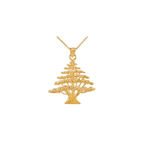 Cedar Tree Charm Pendant Necklace in 9ct Gold