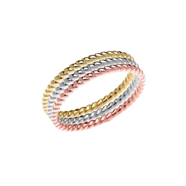 Stackable Beauty Twisted Rope Ring in 9ct Rose Gold