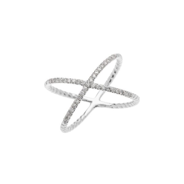 Diamond Criss Cross Twisted Rope Ring, 0.15 ct in 9ct White Gold