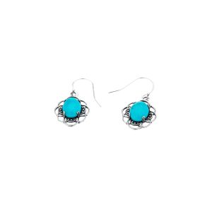 Amazonite Oval Drop Earrings in Sterling Silver