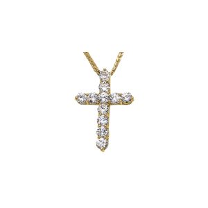 CZ Elegant Large Cross Pendant Necklace in 9ct Gold