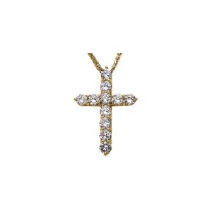 CZ Statement Embellished Cross Pendant Necklace in 9ct Gold