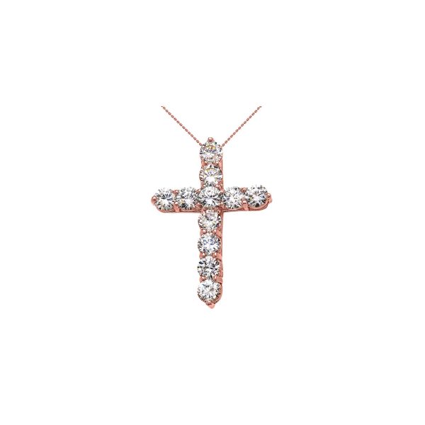 CZ Elegant Cross Pendant Necklace in 9ct Rose Gold