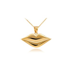 Sleek Lips Pendant Necklace in 9ct Gold