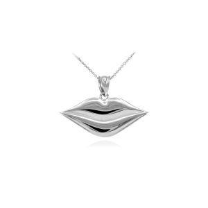 Sleek Lips Pendant Necklace in Sterling Silver