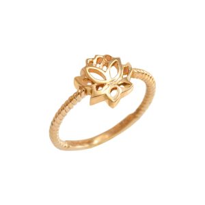 Beaded Lotus Flower Ring in 9ct Gold