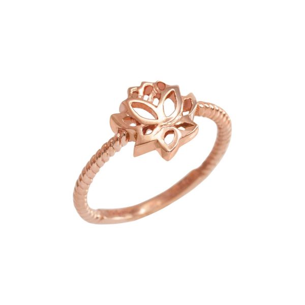 Beaded Lotus Flower Ring in 9ct Rose Gold