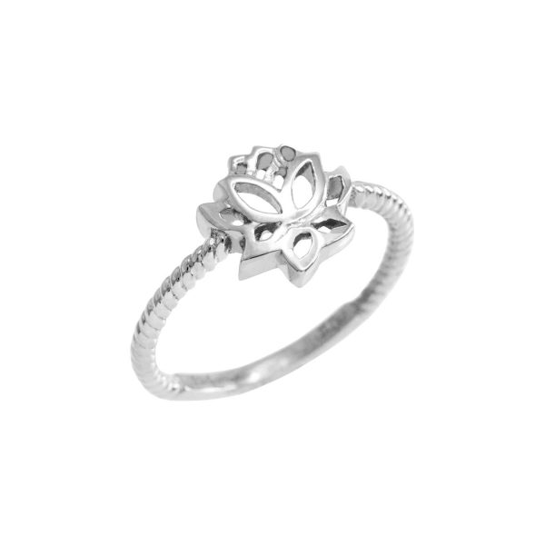 Beaded Lotus Flower Ring in Sterling Silver