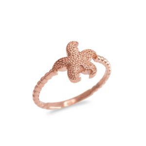 Textured Beaded Starfish Ring in 9ct Rose Gold