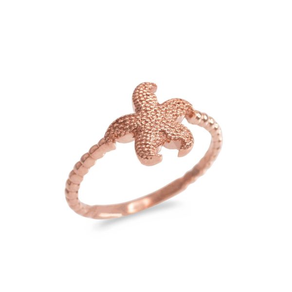 Textured Beaded Starfish Ring in 9ct Rose Gold