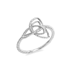 Triquetra Rose Ring in 9ct White Gold