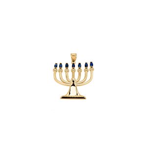 Diamond Menorah Pendant Necklace in 9ct Gold