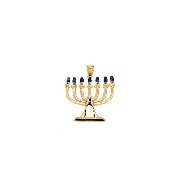 Diamond Menorah Pendant Necklace in 9ct Gold