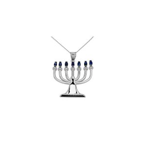 Men's Diamond Menorah Pendant Necklace in Sterling Silver